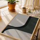 Modern Füme Soyut Kompozisyon 3lü Ahşap Çerçeveli Tablo Seti Salon Duvar Tablo Poster Tablo