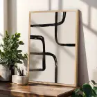 Modern Füme Soyut Kompozisyon 3lü Ahşap Çerçeveli Tablo Seti Salon Duvar Tablo Poster Tablo