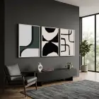 Modern Füme Soyut Kompozisyon 3lü Beyaz Çerçeveli Tablo Seti Poster Tablo Resim Çerçevesi Dekoratif