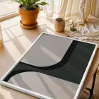 Modern Füme Soyut Kompozisyon 3lü Beyaz Çerçeveli Tablo Seti Poster Tablo Resim Çerçevesi Dekoratif
