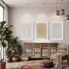 Soyut Yüzler Işık Desenleri 3lü Beyaz Çerçeveli Tablo Seti Poster Tablo Duvar Tablo Ev Dekorasyonu