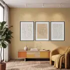 Soyut Yüzler Işık Desenleri 3lü Siyah Çerçeveli Tablo Seti Salon Duvar Tablo Poster Tablo