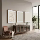 Organik Bej Desenler 3lü Ahşap Çerçeveli Tablo Seti Tablo Çerçeve Duvar Dekoru Ev Dekorasyonu