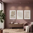Doğal Çizgiler Soyut Yaprak 3lü Ahşap Çerçeveli Tablo Seti Poster Tablo Resim Çerçevesi Dekoratif