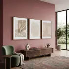 Doğal Çizgiler Soyut Yaprak 3lü Ahşap Çerçeveli Tablo Seti Poster Tablo Resim Çerçevesi Dekoratif