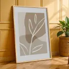 Doğal Çizgiler Soyut Yaprak 3lü Ahşap Çerçeveli Tablo Seti Poster Tablo Resim Çerçevesi Dekoratif