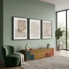 Doğal Çizgiler Soyut Yaprak 3lü Siyah Çerçeveli Tablo Seti Salon Duvar Tablo Poster Tablo