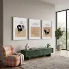 Bej Tonlu Bohem Çizgiler 3lü Beyaz Çerçeveli Tablo Seti Bohem Tablo Resim Çerçevesi Tablo Salon