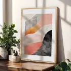 Soyut Pastel Ufuklar 3lü Ahşap Çerçeveli Tablo Seti Duvar Tablo Oda Dekorasyonu Dekoratif Obje