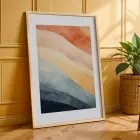 Soyut Pastel Ufuklar 3lü Ahşap Çerçeveli Tablo Seti Duvar Tablo Oda Dekorasyonu Dekoratif Obje