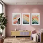 Soyut Pastel Ufuklar 3lü Beyaz Çerçeveli Tablo Seti Poster Tablo Duvar Tablo Ev Dekorasyonu