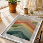 Soyut Pastel Ufuklar 3lü Beyaz Çerçeveli Tablo Seti Poster Tablo Duvar Tablo Ev Dekorasyonu