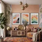 Soyut Pastel Ufuklar 3lü Siyah Çerçeveli Tablo Seti Poster Tablo Resim Çerçevesi Dekoratif Obje
