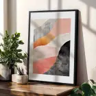 Soyut Pastel Ufuklar 3lü Siyah Çerçeveli Tablo Seti Poster Tablo Resim Çerçevesi Dekoratif Obje