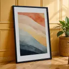 Soyut Pastel Ufuklar 3lü Siyah Çerçeveli Tablo Seti Poster Tablo Resim Çerçevesi Dekoratif Obje