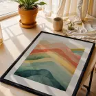 Soyut Pastel Ufuklar 3lü Siyah Çerçeveli Tablo Seti Poster Tablo Resim Çerçevesi Dekoratif Obje