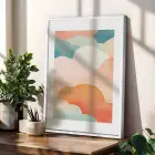 Gün Batımı Dalgaları 3lü Beyaz Çerçeveli Tablo Seti Poster Tablo Resim Çerçevesi Dekoratif Obje
