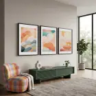 Gün Batımı Dalgaları 3lü Siyah Çerçeveli Tablo Seti Poster Tablo Duvar Tablo Ev Dekorasyonu