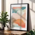 Gün Batımı Dalgaları 3lü Siyah Çerçeveli Tablo Seti Poster Tablo Duvar Tablo Ev Dekorasyonu