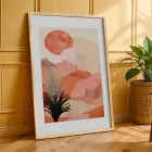 Soyut Gün Batımı Çöl 3lü Ahşap Çerçeveli Tablo Seti Poster Tablo Duvar Tablo Ev Dekorasyonu