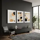Soyut Toprak Tonları Daireler 3lü Beyaz Çerçeveli Tablo Seti Poster Tablo Duvar Tablo Ev