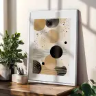 Soyut Toprak Tonları Daireler 3lü Beyaz Çerçeveli Tablo Seti Poster Tablo Duvar Tablo Ev