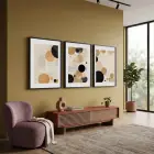 Soyut Toprak Tonları Daireler 3lü Siyah Çerçeveli Tablo Seti Duvar Tablo Oda Dekorasyonu Salon