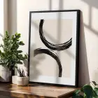 Minimalist Soyut Kavisli Uyum 3lü Siyah Çerçeveli Tablo Seti Duvar Tablo Oda Dekorasyonu Dekoratif