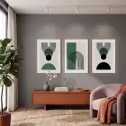 Minimalist Yeşil Kemerli 3lü Ahşap Çerçeveli Tablo Seti Poster Tablo Resim Çerçevesi Dekoratif Obje