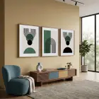 Minimalist Yeşil Kemerli 3lü Ahşap Çerçeveli Tablo Seti Poster Tablo Resim Çerçevesi Dekoratif Obje