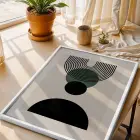 Minimalist Yeşil Kemerli 3lü Beyaz Çerçeveli Tablo Seti Tablo Çerçeve Salon Duvar Tablo Dekor