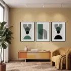 Minimalist Yeşil Kemerli 3lü Siyah Çerçeveli Tablo Seti Tablo Çerçeve Salon Duvar Tablo Dekor