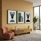 Minimalist Yeşil Kemerli 3lü Siyah Çerçeveli Tablo Seti Tablo Çerçeve Salon Duvar Tablo Dekor