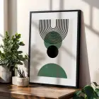 Minimalist Yeşil Kemerli 3lü Siyah Çerçeveli Tablo Seti Tablo Çerçeve Salon Duvar Tablo Dekor