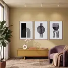 Minimalist Geometrik Formlar 3lü Ahşap Çerçeveli Tablo Seti Resim Çerçevesi Tablo Salon