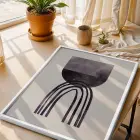 Minimalist Geometrik Formlar 3lü Beyaz Çerçeveli Tablo Seti Duvar Tablo Oda Dekorasyonu Dekoratif
