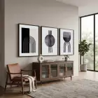 Minimalist Geometrik Formlar 3lü Siyah Çerçeveli Tablo Seti Duvar Tablo Oda Dekorasyonu Salon