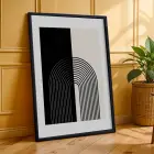 Minimalist Geometrik Formlar 3lü Siyah Çerçeveli Tablo Seti Duvar Tablo Oda Dekorasyonu Salon