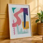 Dinamik Soyut Renk Kompozisyonu 3lü Ahşap Çerçeveli Tablo Seti Poster Tablo Resim Çerçevesi