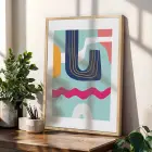 Dinamik Soyut Renk Kompozisyonu 3lü Ahşap Çerçeveli Tablo Seti Poster Tablo Resim Çerçevesi