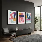Dinamik Soyut Renk Kompozisyonu 3lü Siyah Çerçeveli Tablo Seti Duvar Tablo Oda Dekorasyonu Salon