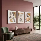 Toprak Tonları Soyut Desen 3lü Ahşap Çerçeveli Tablo Seti Salon Duvar Tablo Poster Tablo