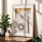 Toprak Tonları Soyut Desen 3lü Ahşap Çerçeveli Tablo Seti Salon Duvar Tablo Poster Tablo
