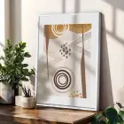 Toprak Tonları Soyut Desen 3lü Beyaz Çerçeveli Tablo Seti Resim Çerçevesi Tablo Salon Aksesuarları