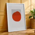 Kiremit Rengi Soyut Çizgiler 3lü Beyaz Çerçeveli Tablo Seti Duvar Tablo Oda Dekorasyonu Dekoratif