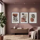 Toprak Tonları Organik Formlar 3lü Siyah Çerçeveli Tablo Seti Poster Tablo Resim Çerçevesi