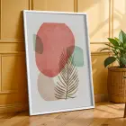 Pastel Soyut Yaprak Formları 3lü Beyaz Çerçeveli Tablo Seti Salon Duvar Tablo Poster Tablo