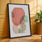 Pastel Soyut Yaprak Formları 3lü Siyah Çerçeveli Tablo Seti Poster Tablo Resim Çerçevesi Dekoratif