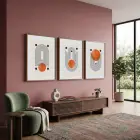 Kum Beji Terracotta Geometrik Arklar 3lü Ahşap Çerçeveli Tablo Seti Duvar Tablo Oda Dekorasyonu