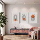 Kum Beji Terracotta Geometrik Arklar 3lü Beyaz Çerçeveli Tablo Seti Duvar Tablo Oda Dekorasyonu